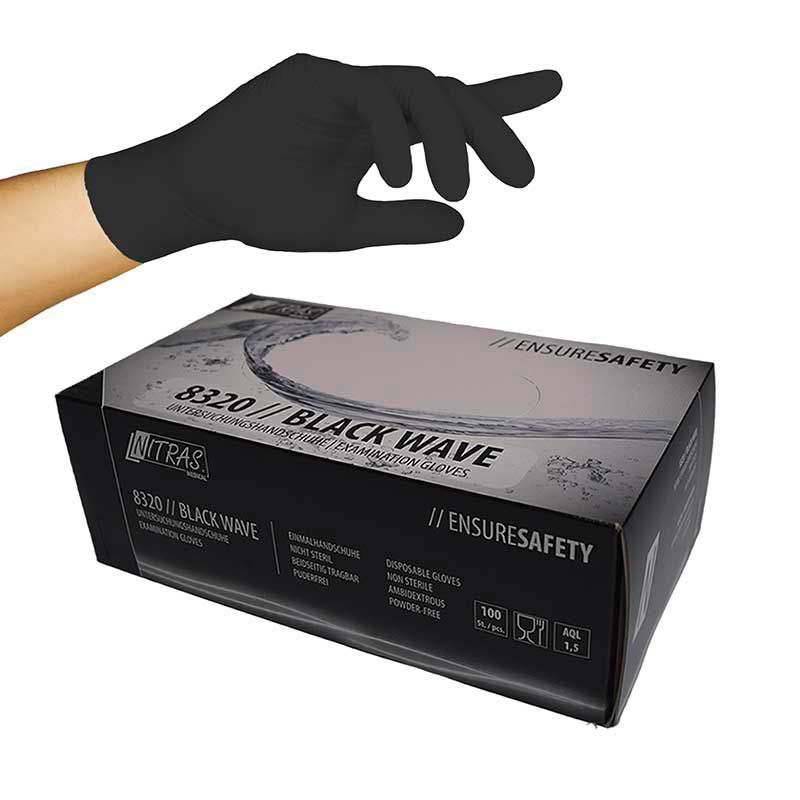 Nitras Nitril Black Wave puderfrei Größe M (100 Stück)