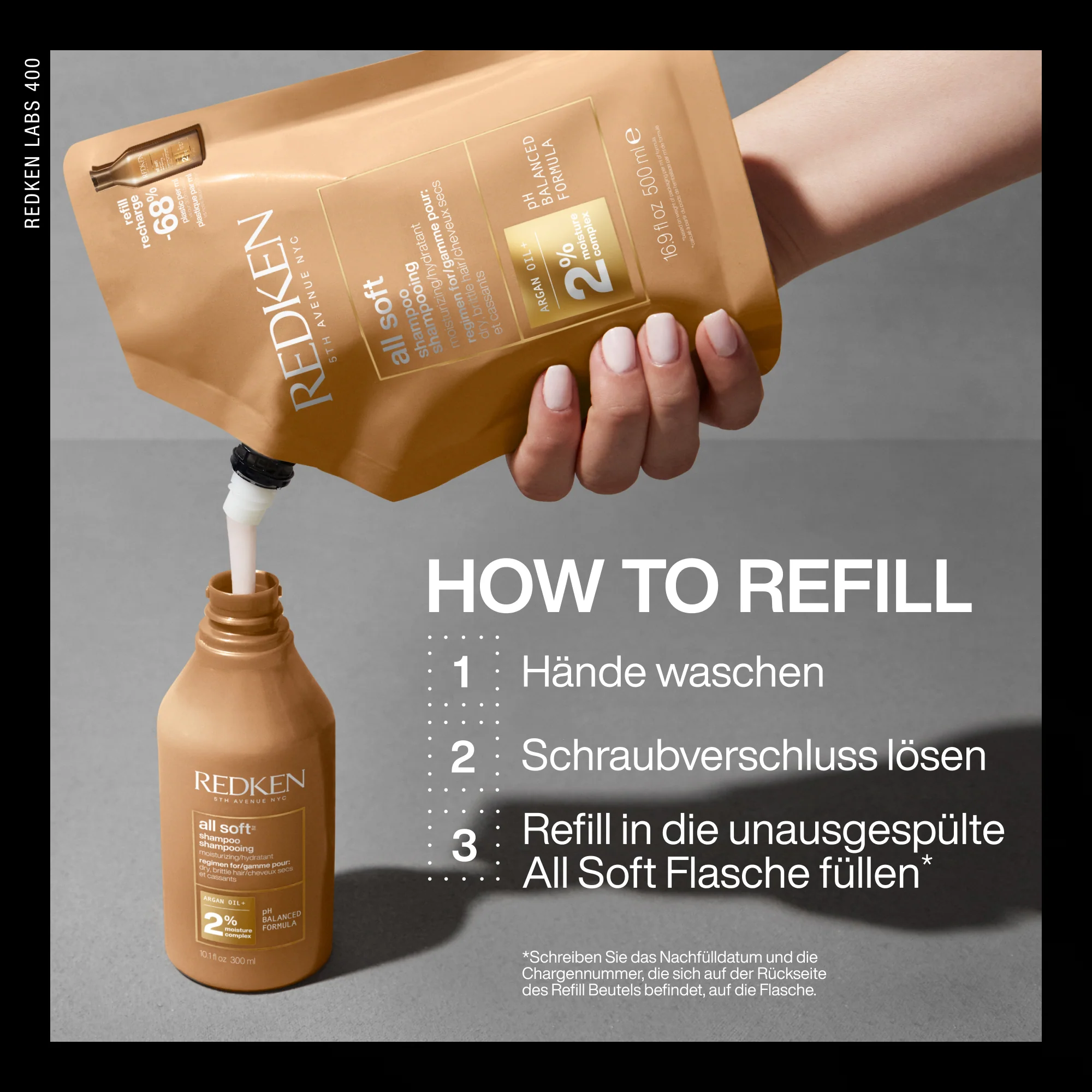 Redken ALL Soft Shampoo Refill Pouch 500ml - Image 4