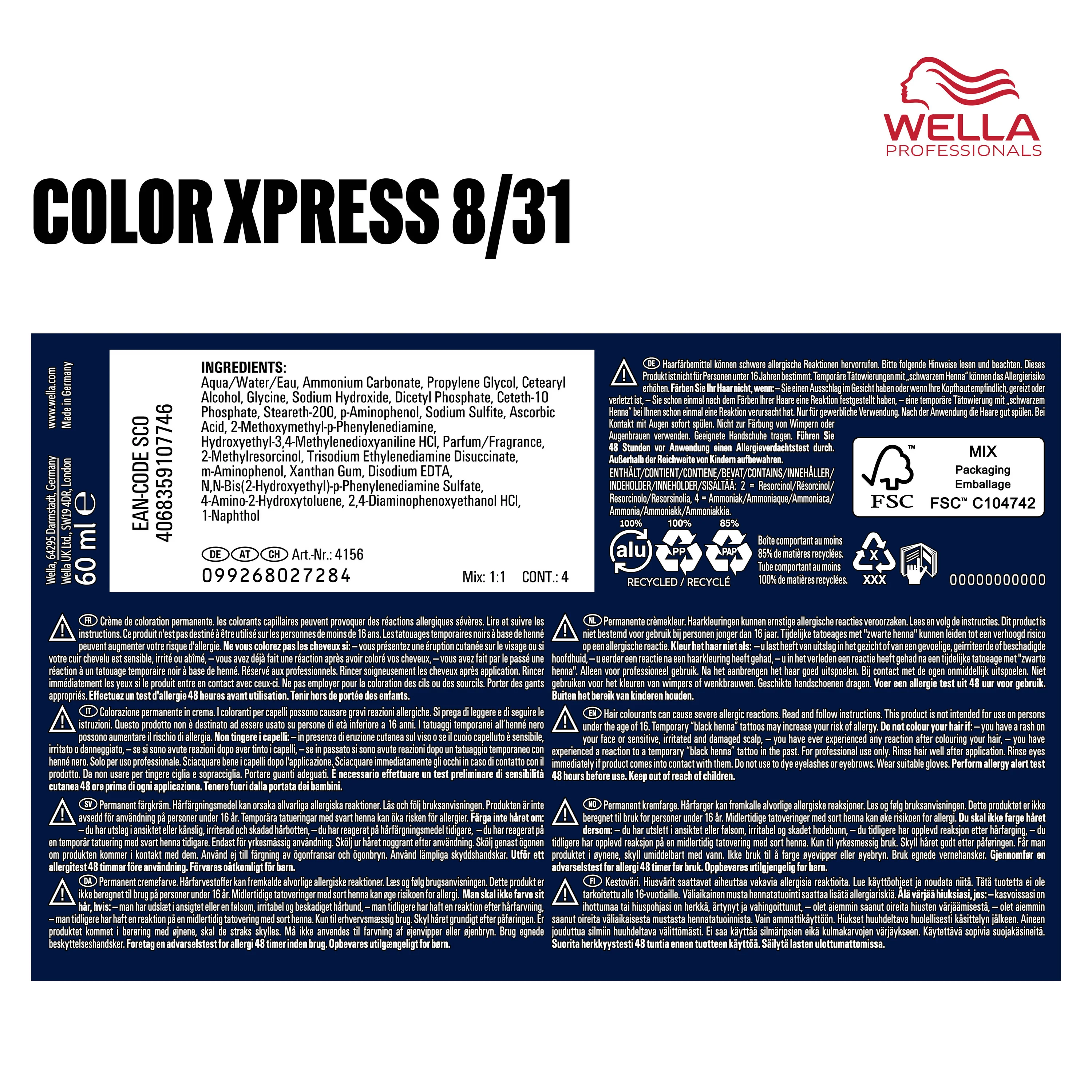 Wella Professional Color Xpress 8/31 hellblond gold-asch (60 ml) - Image 9