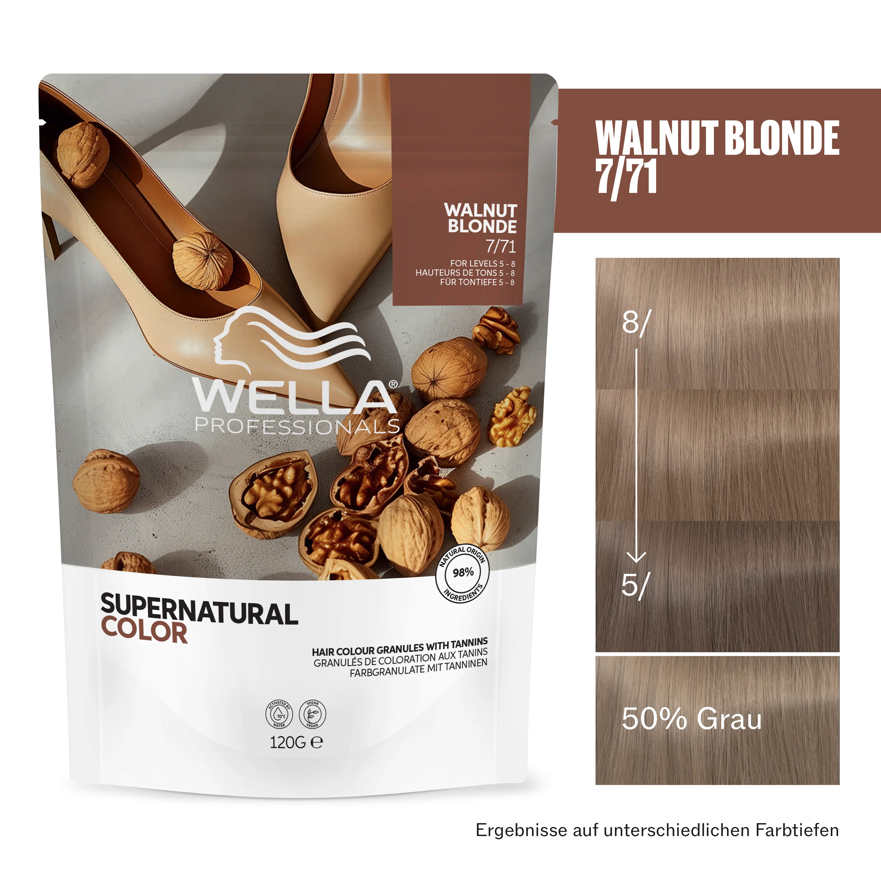 Wella Professional Supernatural Color 7/71 Walnut Blonde (120 g) - Image 9